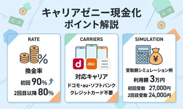 キャリアゼニー現金化の換金率とキャリア決済対応