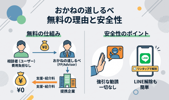 おかねの道しるべは怪しい?相談が無料の理由と安全性を確認