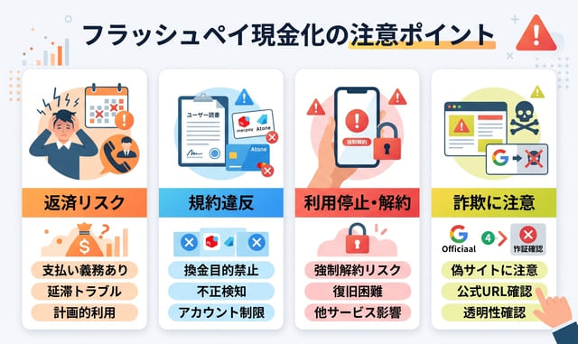 フラッシュペイの現金化で注意したいポイント