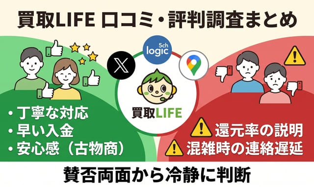 買取LIFE(ライフ)の口コミ・評判をX・5ch・Googleで調査